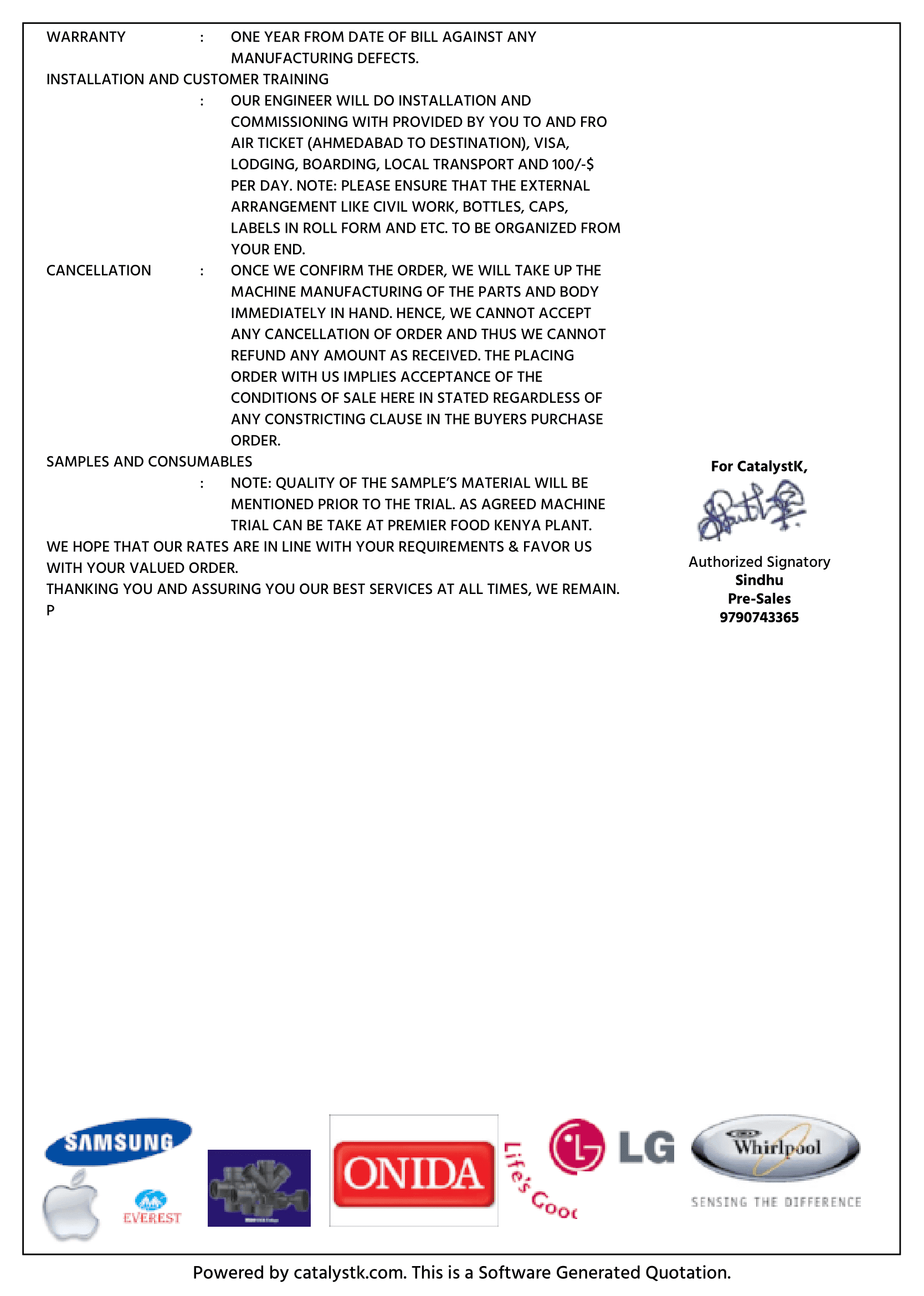 quotation terms and condition