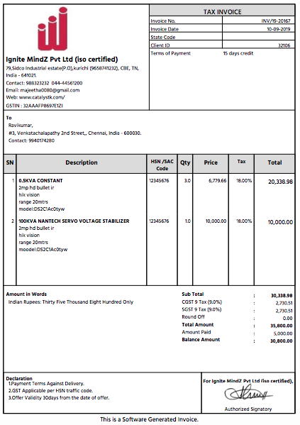 GST Invoice generator