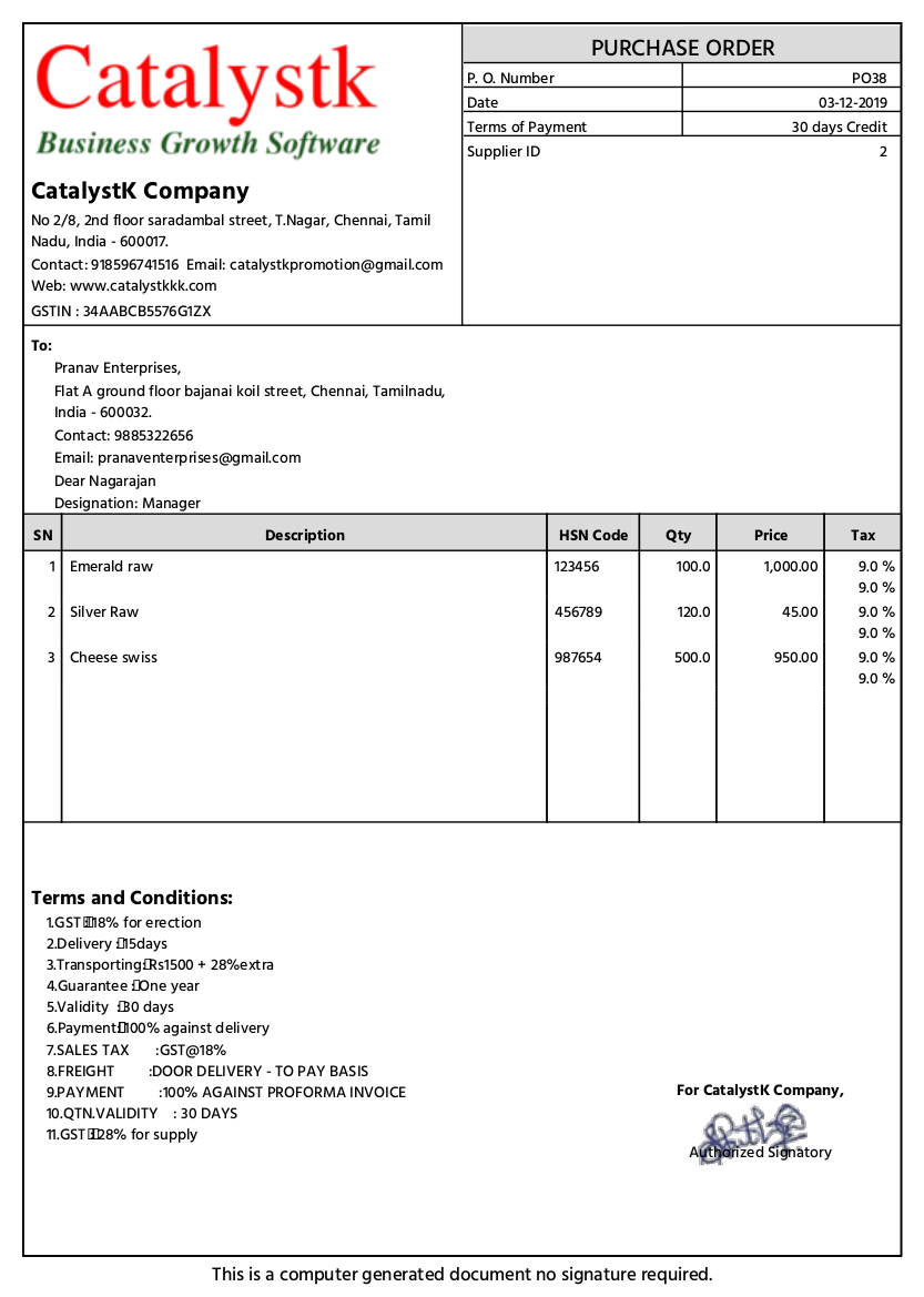 Free purchase order software — CatalystK procurement, purchase-to-pay
