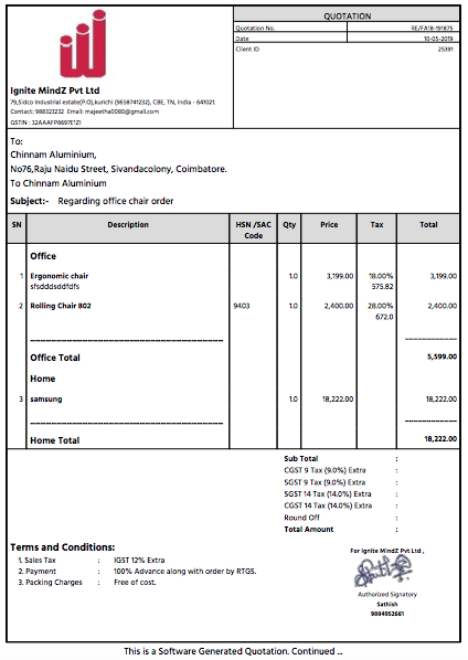 Invoice and quotation template free