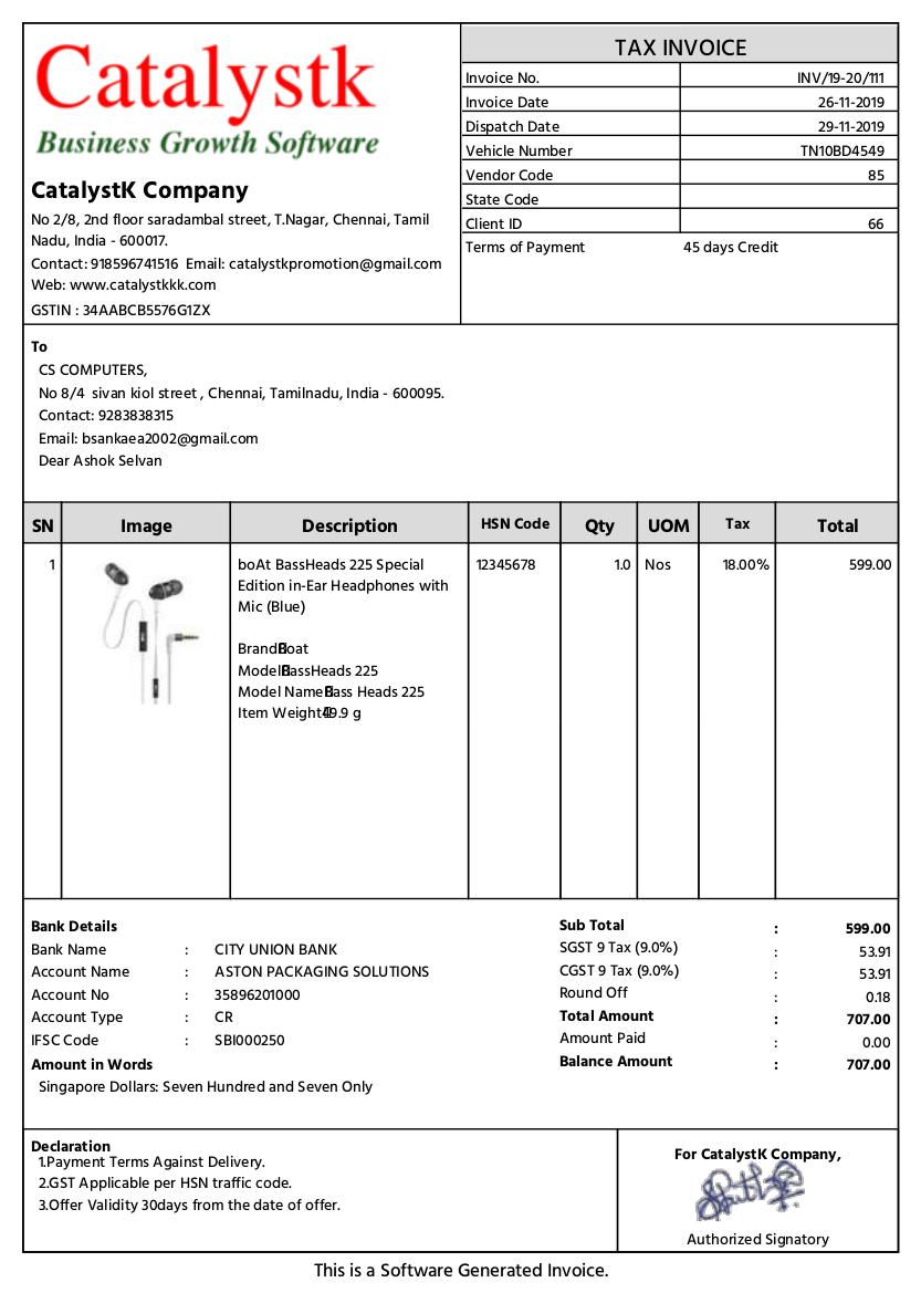 Billing template