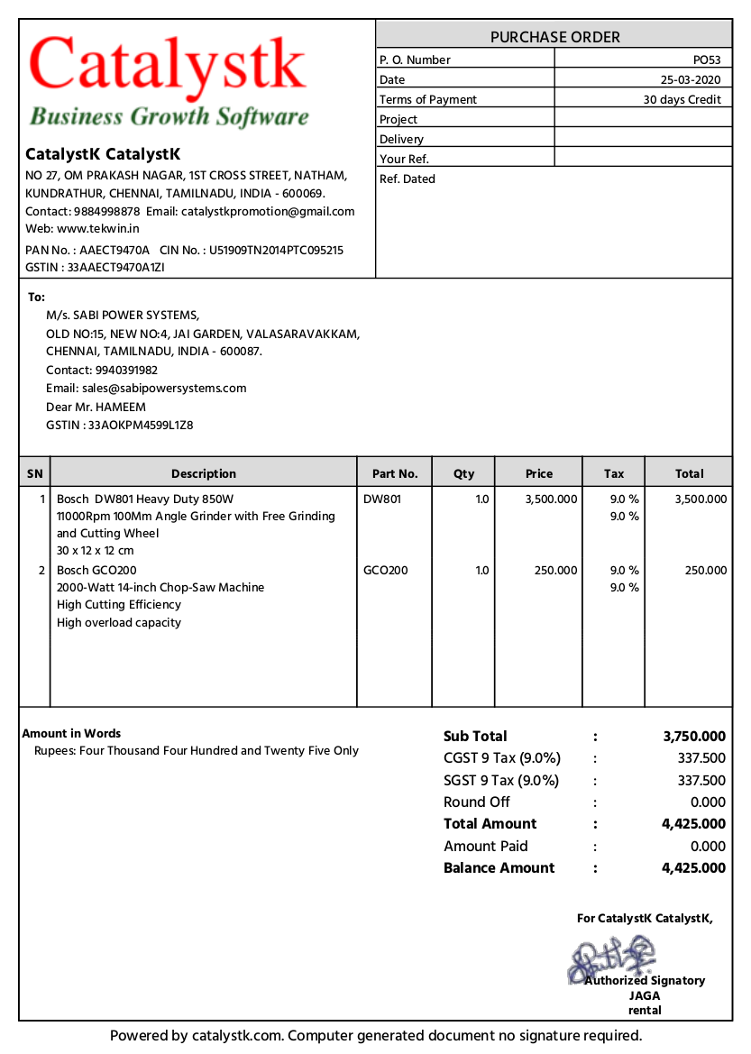 Billing and inventory software