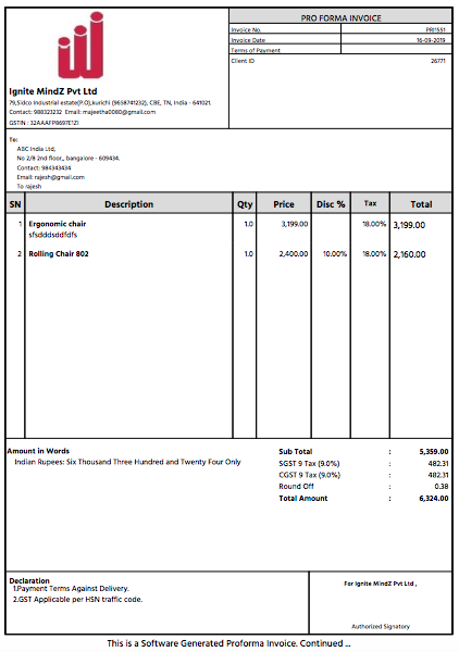 Proforma generator