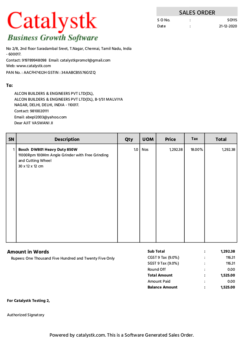 Sales order software