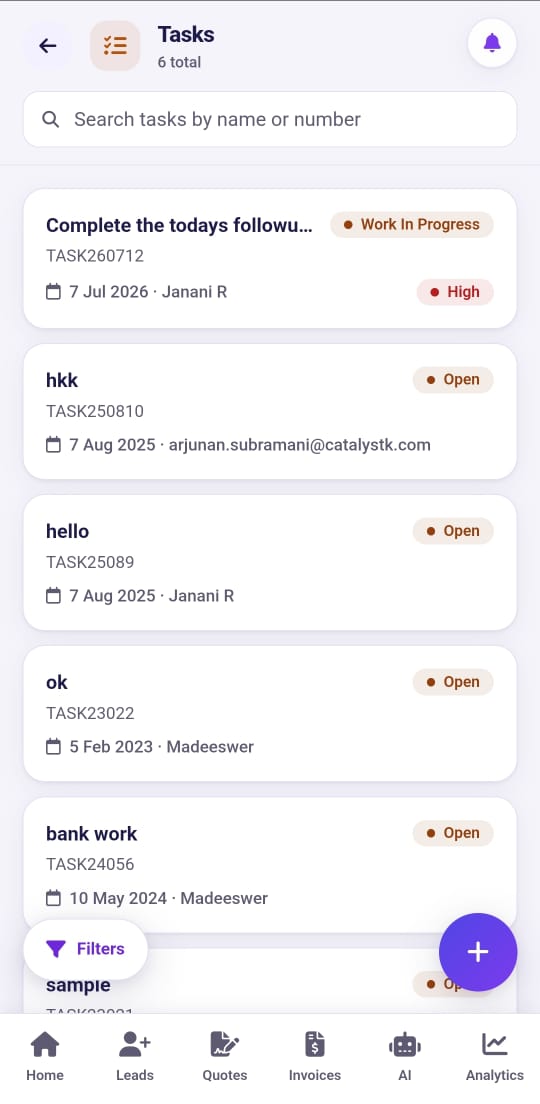 Tasks app — CatalystK task management software