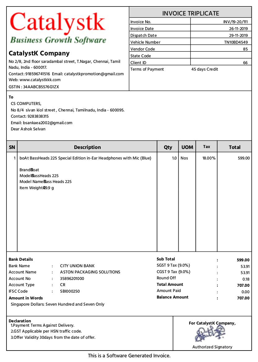 GST invoice format